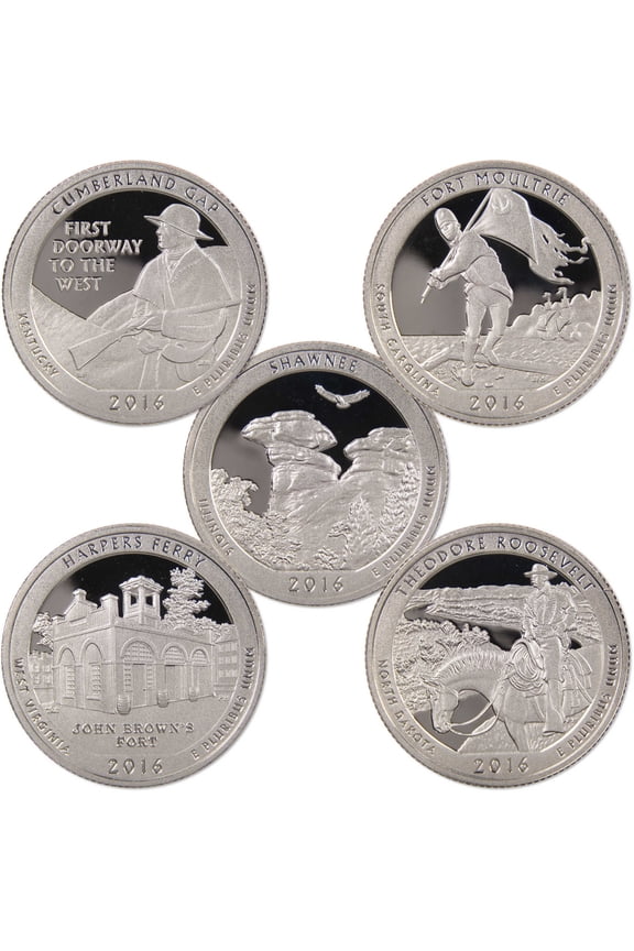 2016 S National Park Quarter 5 Coin Set Choice Proof Clad 25c Collectible