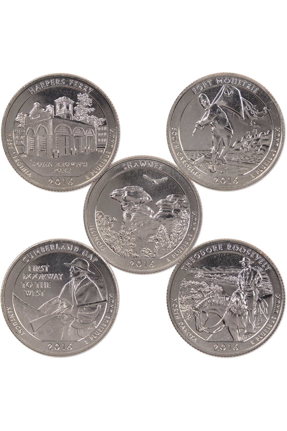 2016 S National Park Quarter 5 Coin Set Uncirculated Mint State Clad 25c