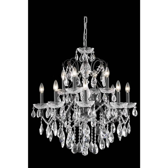 Elegant Lighting St. Francis 12 light Dark Bronze Chandelier Clear Royal Cut Crystal