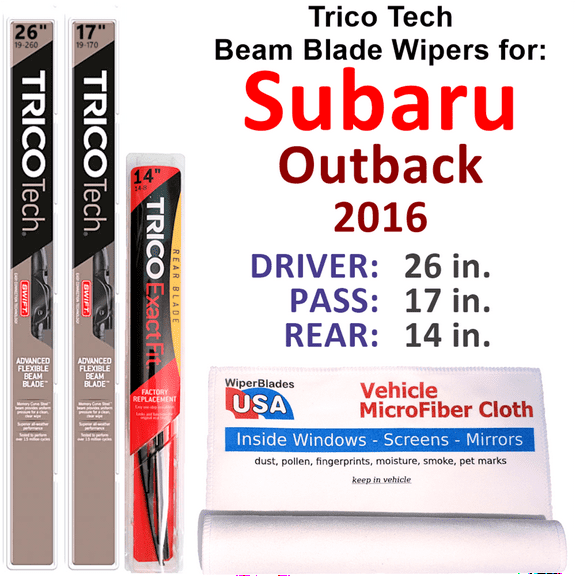 2016 Subaru Outback Beam Blade Wipers (Set of 3) w/Rear Wiper
