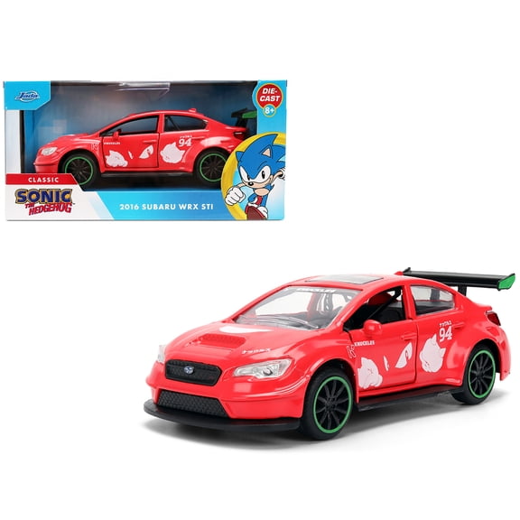 2016 Subaru WRX STI Red with "Knuckles" Graphics "Sonic the Hedgehog" (1991) Video Game "Hollywood Rides" Series 1/32 Diecast Model Car by Jada