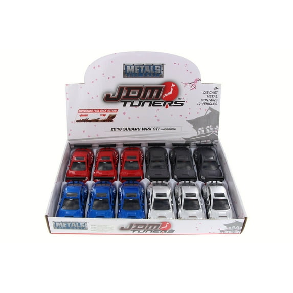 2016 Subaru WRX STI Widebody Diecast Car Package - Box of 12 1/32 Scale Diecast Model Cars, Assorted Colors