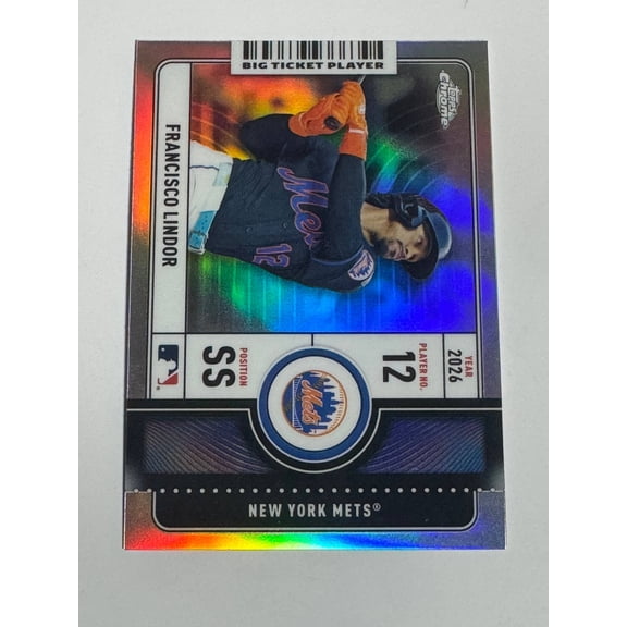 2016 Topps Chrome Big Ticket Player Admit One Francisco Lindor Refractor SP #BTP-10 Mets New York Mets MLB Baseball Trading Card