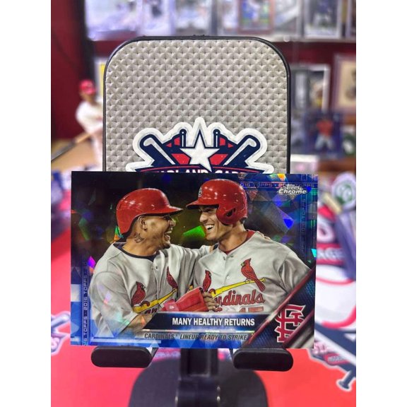 2016 Topps Chrome Sapphire Refractor #492 Yadier Molina Adam Wainwright Cardinals Baseball Card St. Louis Cardinals MLB Baseball Trading Card