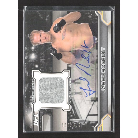 2016 Topps UFC Knockout Jared Rosholt #KAR-JR 666/917 Fighter-Worn Auto Relic MMA Card