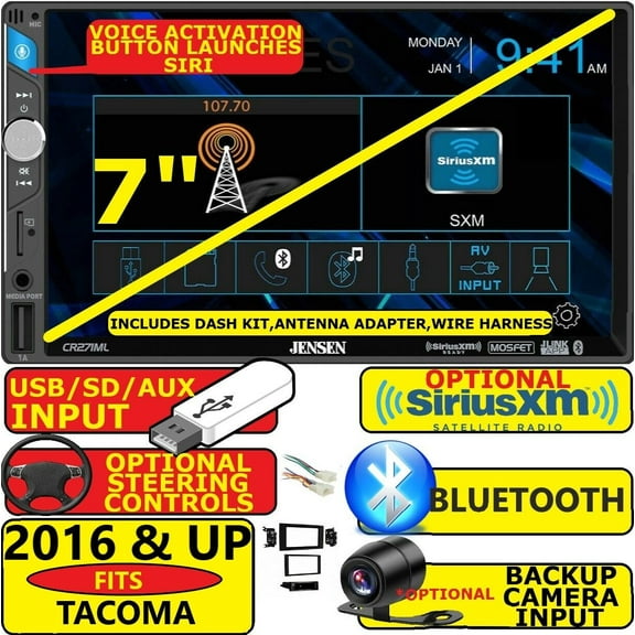 2016 & UP TACOMA JENSEN GPS NAVIGATION BLUETOOTH USB CD/DVD/AUX RADIO STEREO PKG