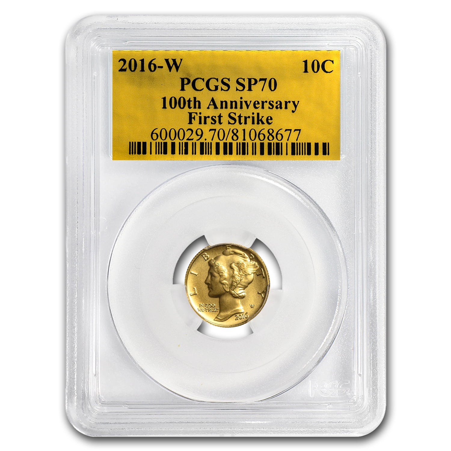 2016-W 1/10 oz Gold Mercury Dime SP-70 PCGS - Walmart.com