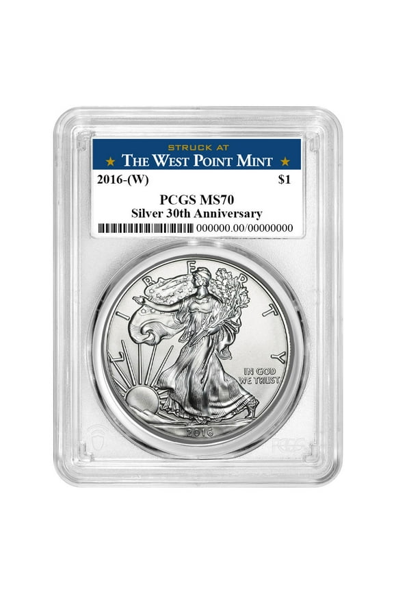 2016 (W) $1 American Silver Eagle PCGS MS70 West Point Label