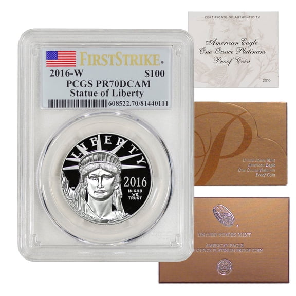 2016-W $100 Platinum Eagle PCGS PR70 Deep Cameo First Strike Flag Label U.S. Mint Coins