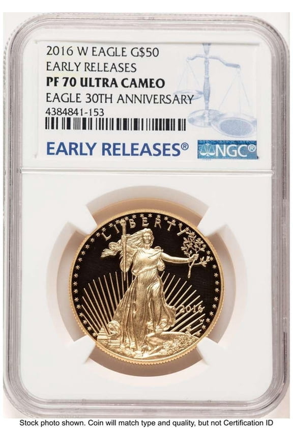 2016-W $50 1 oz American Gold Eagle Coin NGC MS70, 30th Anniversary - HAT782678055