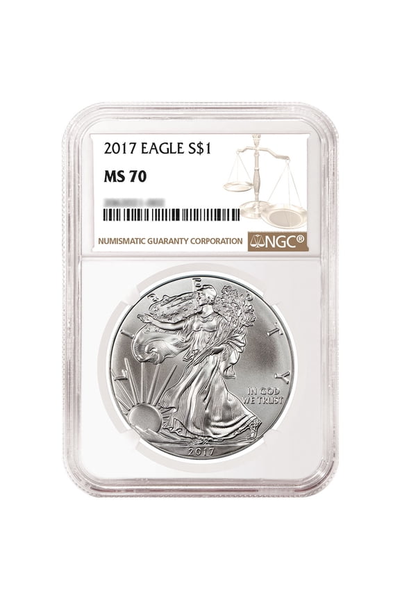 2017 $1 American Silver Eagle NGC MS70 Brown Label