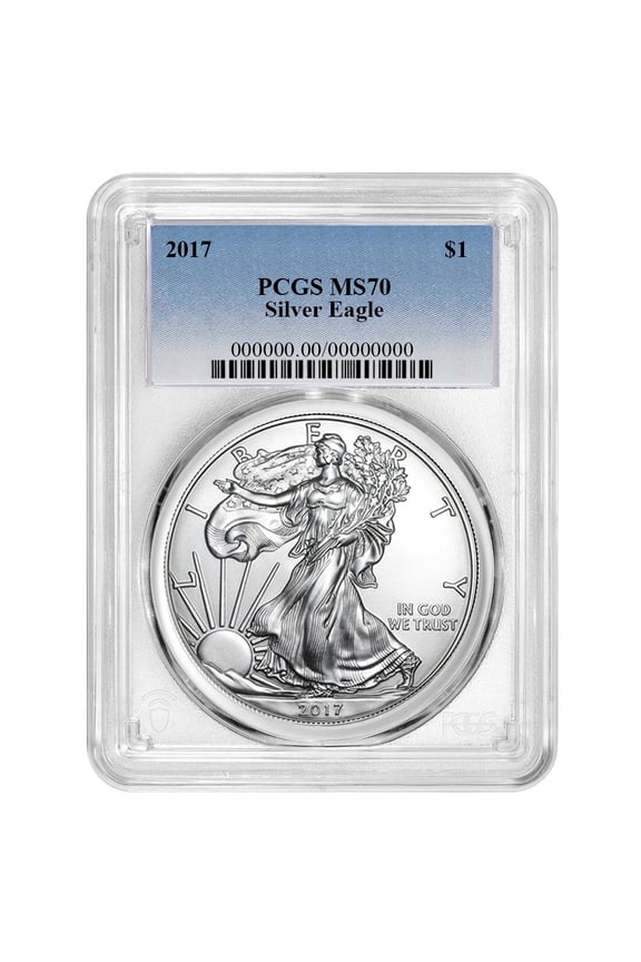 2017 $1 American Silver Eagle PCGS MS70 Blue Label