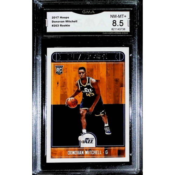 2017-18 NBA Hoops #263 Donovan Mitchell RC Rookie Card Utah Jazz Graded NM-MT+ GMA 8.5 Official NBA Basketball Trading