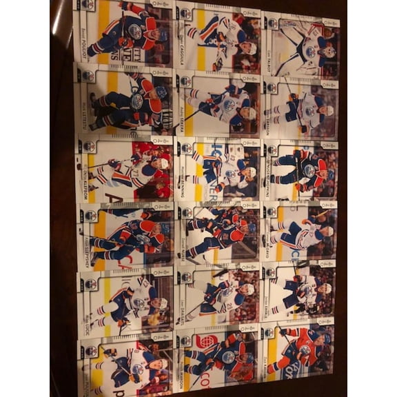 2017-18 OPC O-Pee-Chee Veteran Base Team Set Edmonton Oilers of 18 Cards  #6 Cam Talbot  #33 Adam Larsson  #80 Ryan Nugent-Hopkins  #97 Co