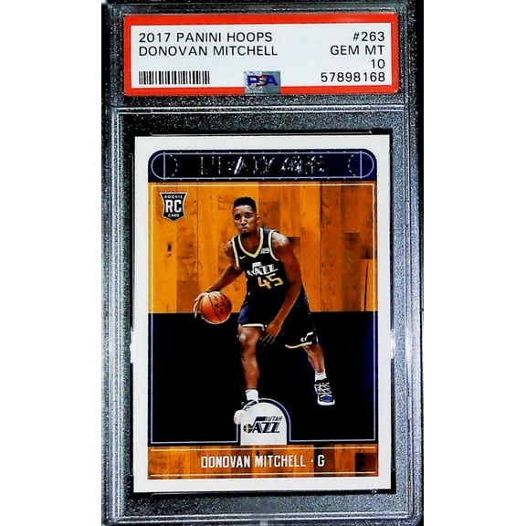 2017-18 Panini Hoops #263 Donovan Mitchell Rookie Card RC Utah Jazz PSA 10 GEM MINT Panini NBA Basketball Card (Serial