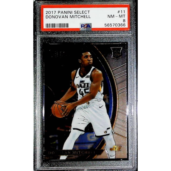 2017-18 Panini Select #11 Donovan Mitchell Rookie Card RC Utah Jazz PSA 8 NM-MT Panini NBA Basketball Trading Card