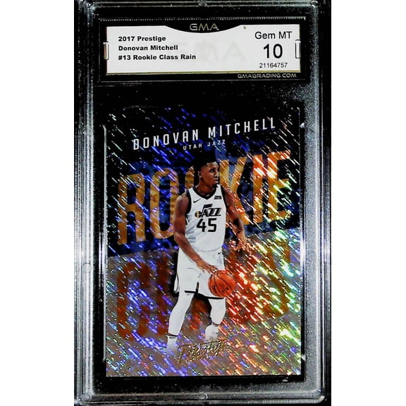 2017-18 Prestige Rookie Class Rain #13 Donovan Mitchell RC Rookie Card Utah Jazz Graded GEM MINT GMA 10 Official NBA