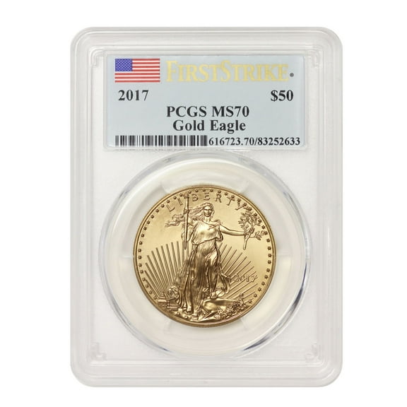 2017 $50 Gold Eagle PCGS MS70 First Strike Flag Label U.S. Mint Coin