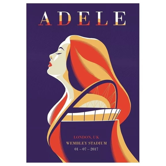 2017 ADELE CONCERT POSTER WALL ART PRINT OVERALL IN 16 x 24 Inch Poster