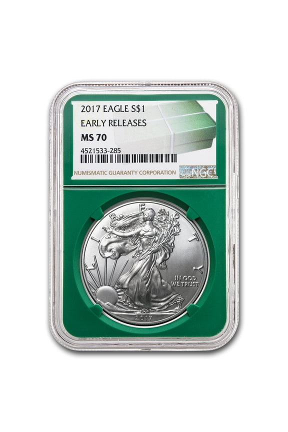 2017 American Silver Eagle MS-70 NGC (ER, Green Holder)