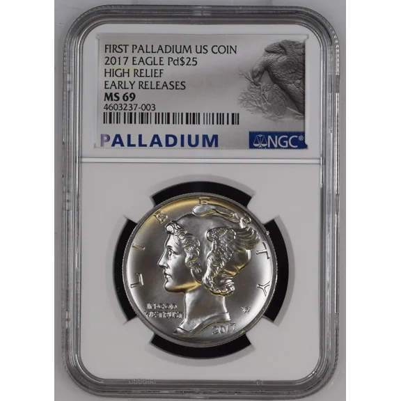 2017 Bullion $25 Palladium Eagle NGC MS-69 EARLY RELEASES HIGH RELIEF