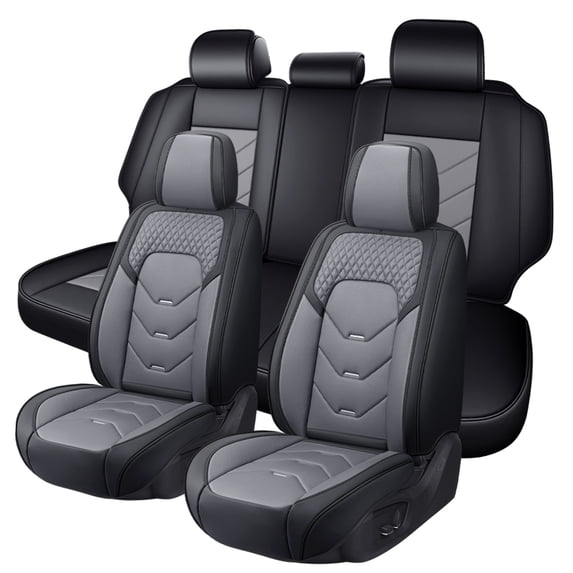 2017 Car Seat Cover for Buick Verano , Black and Gray Car Seat Covers, Faux Leather 5 Piece Full Set Waterproof Fine Exquisite Workmanship, Protect Car Seats