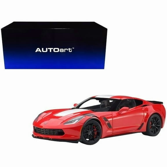 2017 Chevrolet Corvette C7 Grand Sport with Red & White Stripe & Black Fender Hash Marks 1-18 Scale Model Car