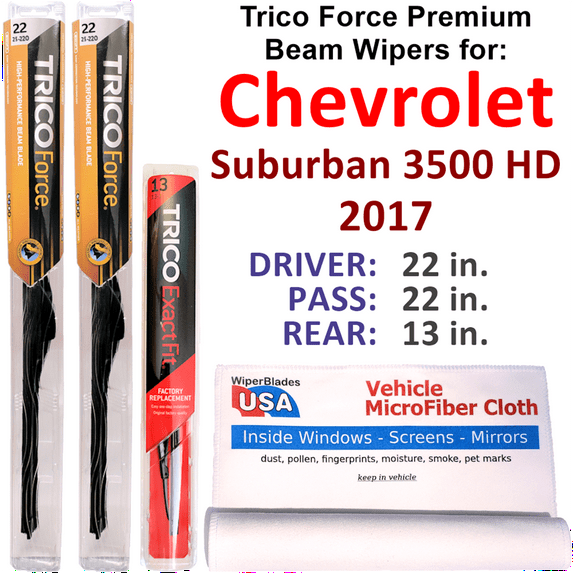 2017 Chevrolet Suburban 3500 HD Performance Beam Wipers (Set of 3) w/Rear Wiper