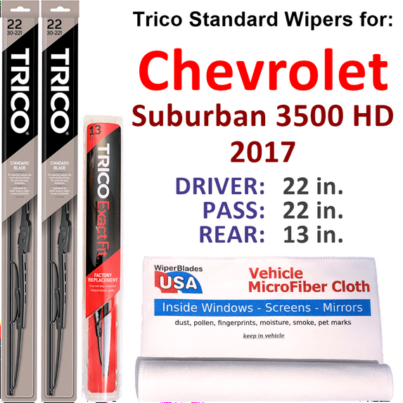 2017 Chevrolet Suburban 3500 HD Wiper Blades (Set of 3) w/Rear Wiper