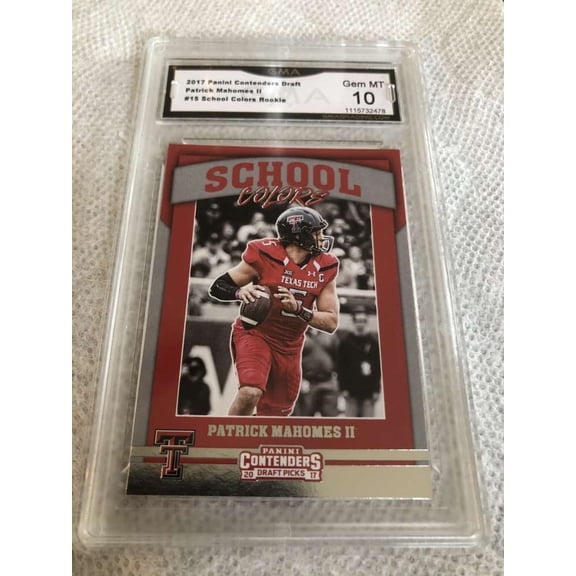 2017 Contenders Draft Football School Colors #15 Patrick Mahomes II Texas Tech Raiders RC Rookie GMA 10 Panini Trading Card (Serial Number May Vary)