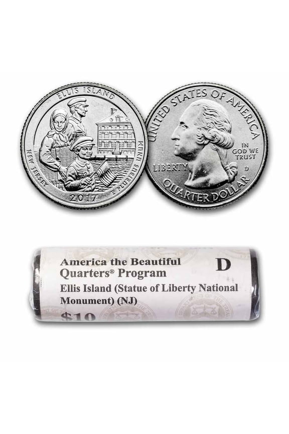 2017-D ATB Quarter Ellis Island National Monument 40-Coin Roll BU