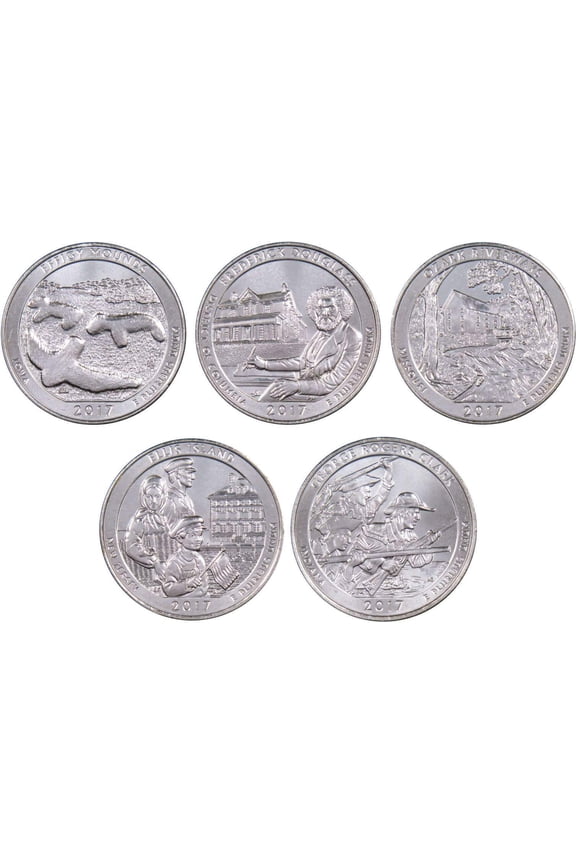 2017 D National Park Quarter 5 Coin Set Uncirculated Mint State 25c Collectible