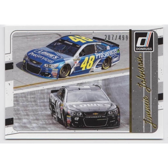 2017 Donruss Duals Gold Foil Jimmie Johnson #102 Parallel Serial Numbered NASCAR Card