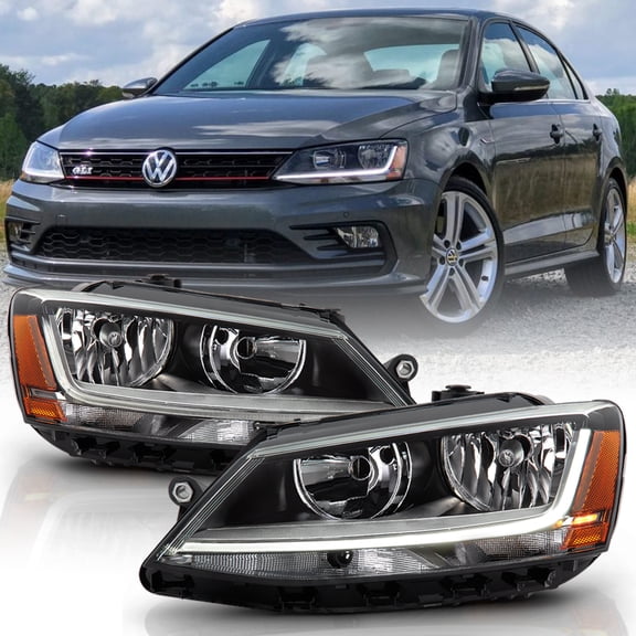 [2017 Facelift LED DRL Style UPGRADE] Fit 2011-18 VW Jetta Headlights Left+Right