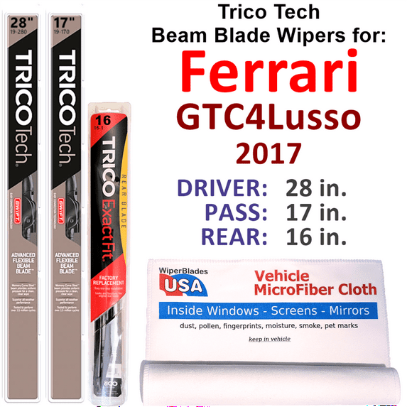 2017 Ferrari GTC4Lusso Beam Blade Wipers (Set of 3) w/Rear Wiper