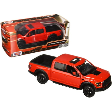 2017 Ford F-150 Raptor Pickup Truck Red with Black Wheels 1/27 Diecast Model Car by Motormax