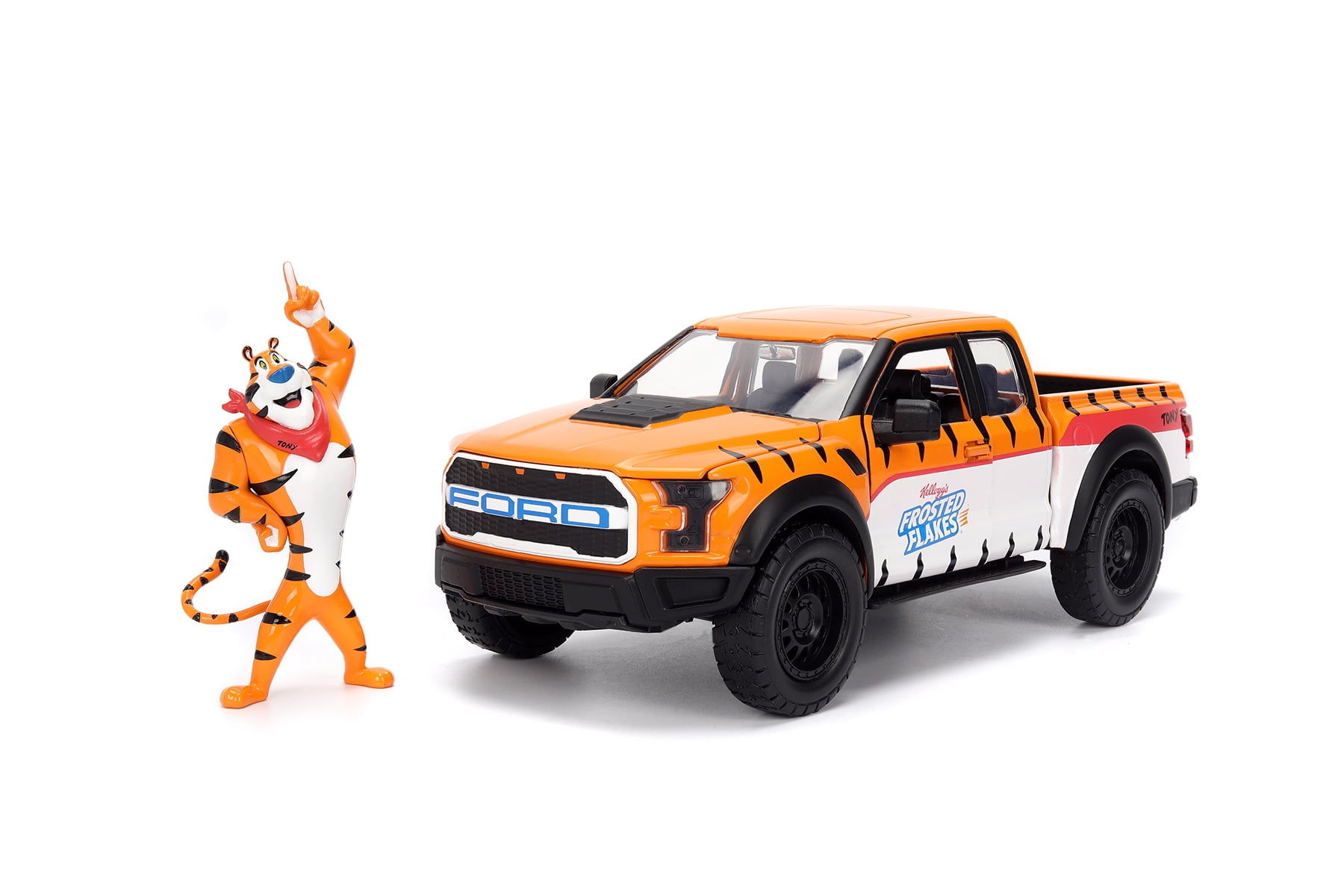2017 Ford F-150 Raptor Pickup w/Tony the Tiger Figure, Orange/White - Jada Toys 35470 - 1/24 Scale Diecast Model Car