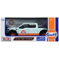 thumbnail image 1 of 2017 Ford F-150 Raptor Truck Light Blue w/Orange "Gulf Oil" "Gulf Die-Cast Collection" 1/27 Diecast Model Car by Motormax, 1 of 3