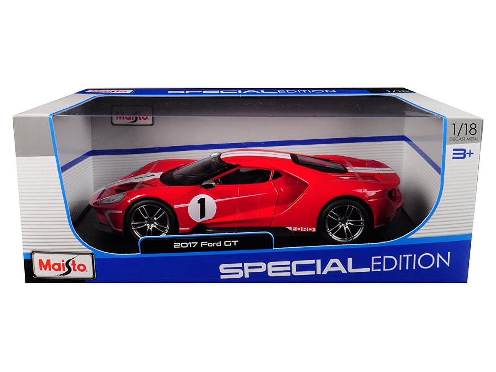 2017 Ford GT #1 Red with White Stripes Heritage Special Edition 1/18  Diecast Model Car by Maisto