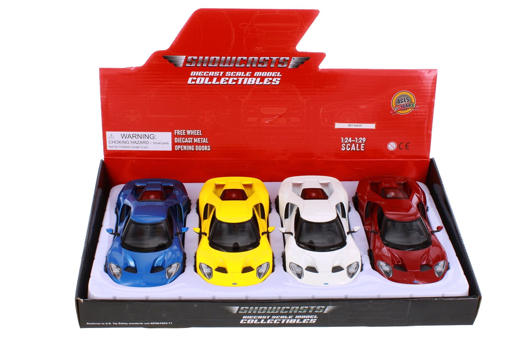 Box of 4 2017 Ford GT Hardtop, Assorted - Showcasts 24082/4D - 1/24 Scale Set of 4 Diecast Model Cars
