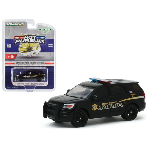 2017 Ford Police Interceptor Utility Black "Adams County Sheriff" (Adams County, Washington) 1/64 Diecast Car Greenlight