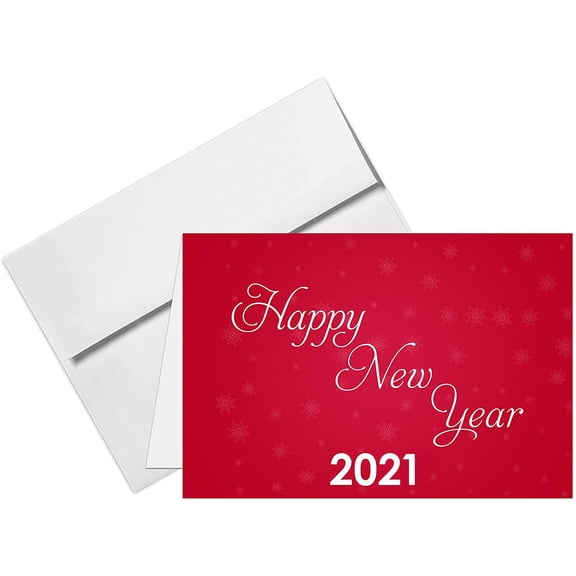 2017 Happy New Year Cards & Envelopes on 80 lb. Card Stock.- 25 Cards & 25 Envelopes Per Pack (4.5 x 6)