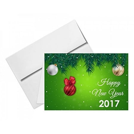 2017 Happy New Year Cards & Envelopes on 80 lb. Card Stock.- 25 Cards & 25 Envelopes Per Pack (4.5 x 6)