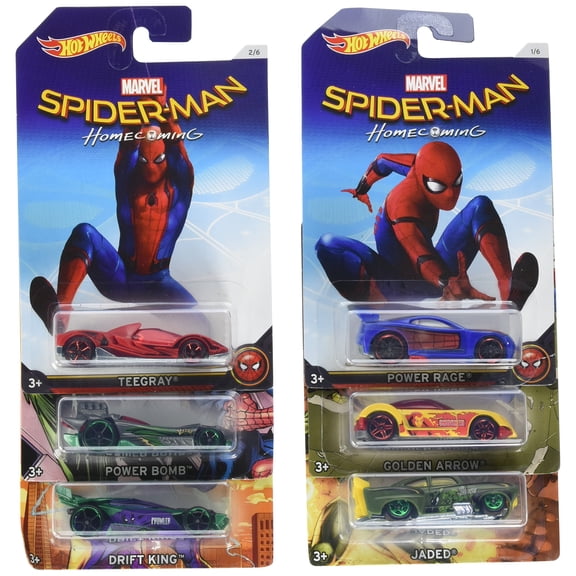 2017 Hot Wheels ~ Marvel Spider-Man Homecoming Walmart Exclusive Set of 6