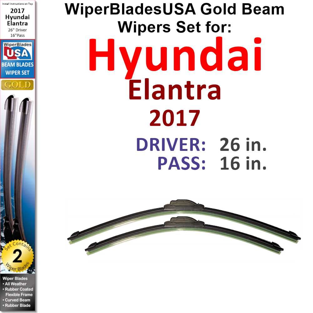 2017 Hyundai Elantra compatible Beam Wiper Blades Wipers WBUSA (Set of