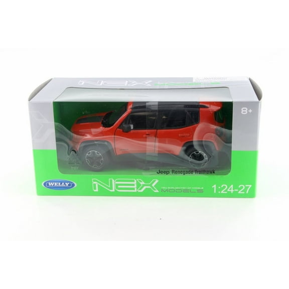 2017 Jeep Renegade Trailhawk, Orange w/ Black - Welly 24071W-OR - 1/24 Scale Diecast Model Toy Car
