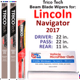 thumbnail image 1 of 2017 Lincoln Navigator Beam Blade Wipers (Set of 3) w/Rear Wiper, 1 of 3