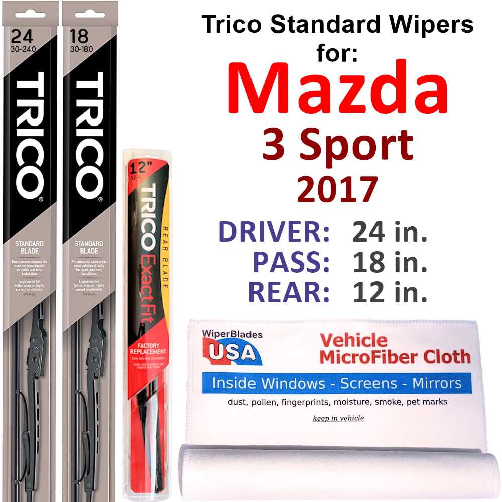 2017 Mazda 3 Sport Wiper Blades (Set of 3) w/Rear Wiper - Walmart.com