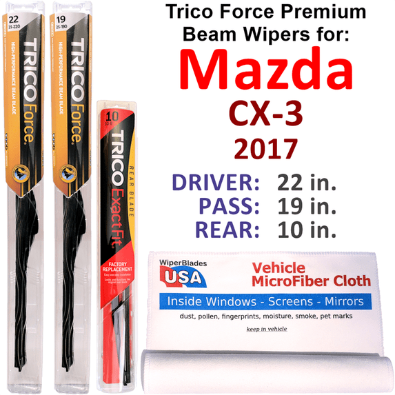 2017 Mazda CX-3 Performance Beam Wipers (Set of 3) w/Rear Wiper