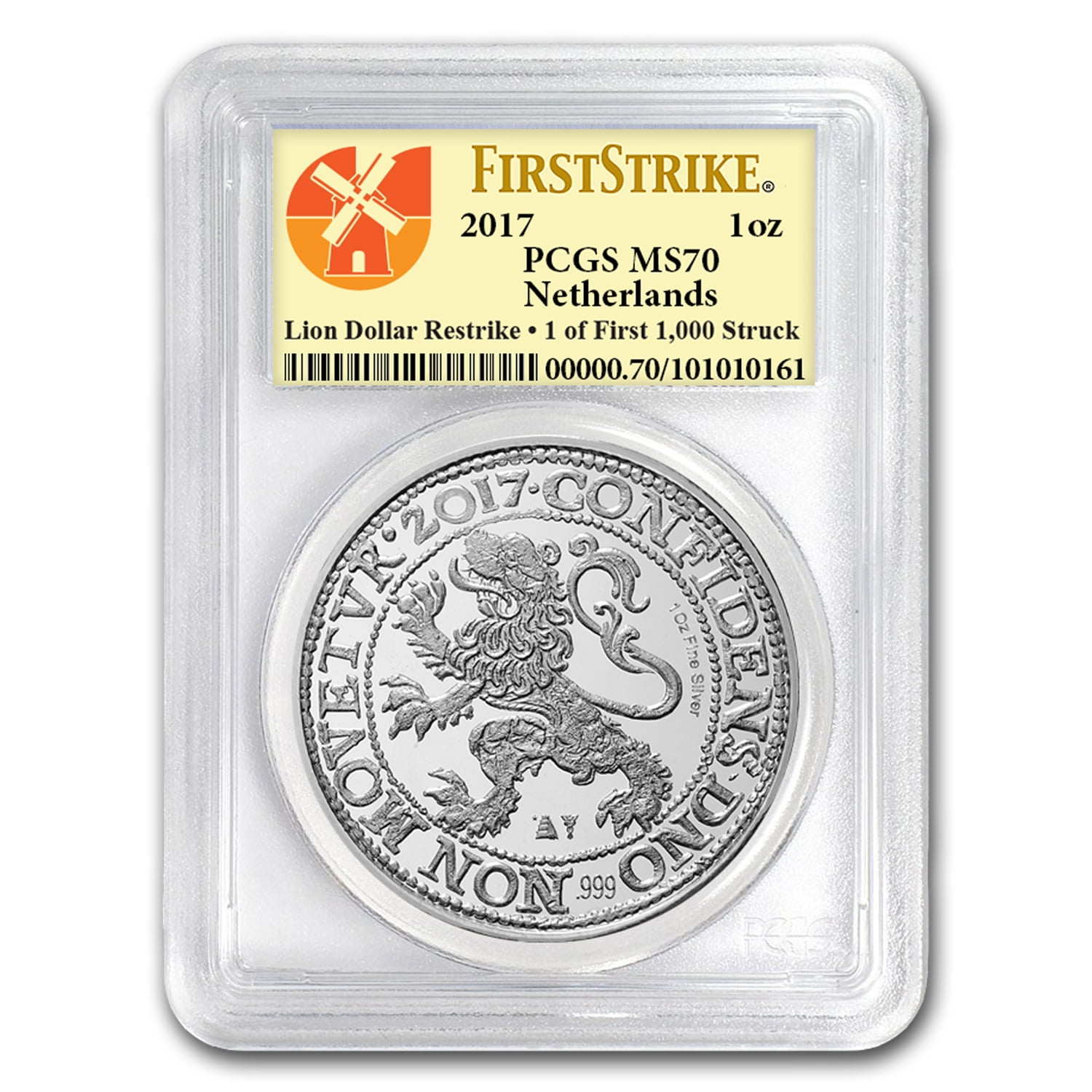 2017 Netherlands 1 oz Silver Lion Dollar MS-70 PCGS (FS) - Walmart.com